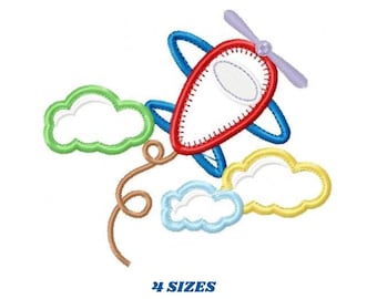 Airplane Applique Embroidery Design – Baby Boy Machine Pattern (Digital Download)