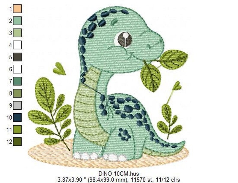 Dinosaur Embroidery Design – Brontosaurus Machine File (Digital Download)