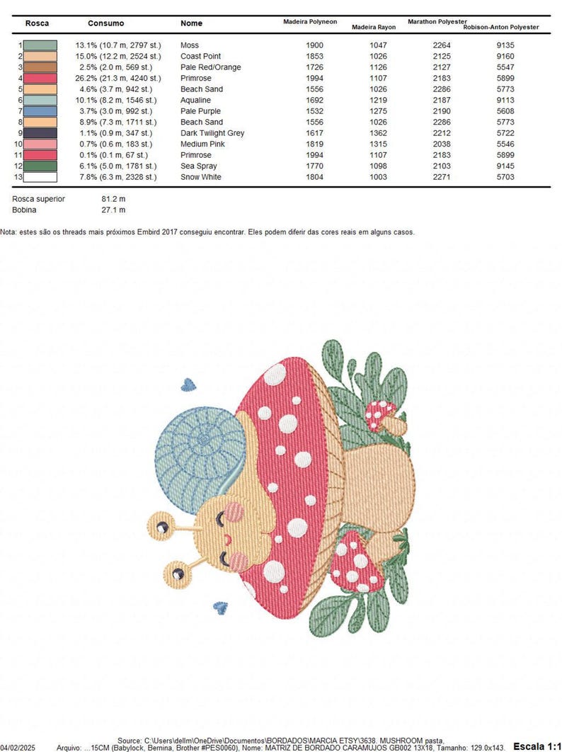 Snail on Mushroom Embroidery Design - Magical Garden File (Instant Download)