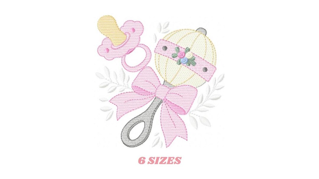 Baby Girl Rattle and Pacifier Embroidery Designs - Newborn Toy Machine ...