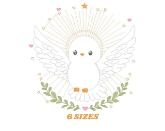 Dove embroidery designs - Holy Spirit machine embroidery pattern - Catholic Religious Eucharist file - Instant digital download pes jef dst
