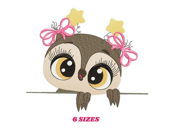 Owl embroidery design - Peek a boo Bird Animal machine embroidery pattern - owl with big eyes file - Instant digital download pes jef dst
