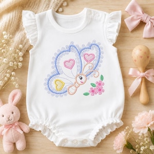 Butterfly Applique Embroidery Design – Baby Girl Animal Machine Pattern (Digital Download)