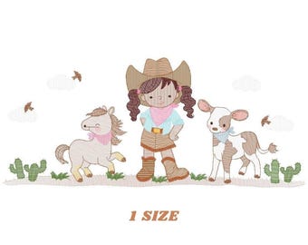 Cowgirl Embroidery Design – Machine Embroidery Pattern (Digital Download)