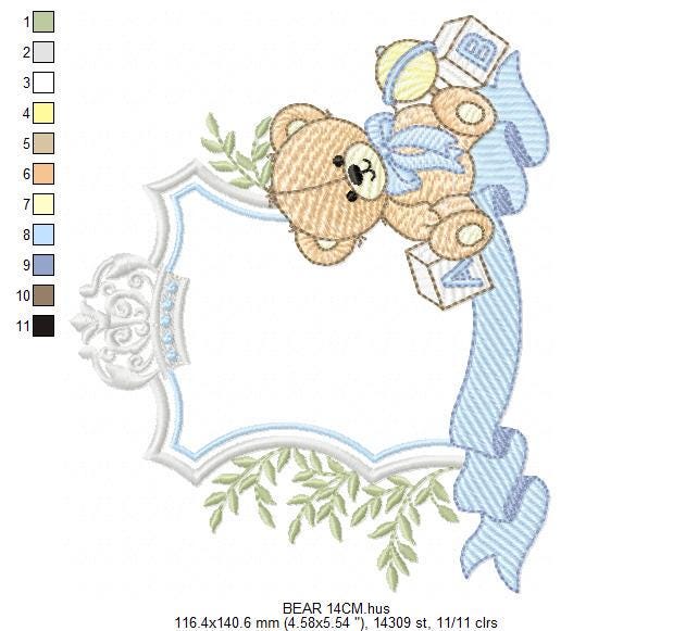 Monogram Frame Male Bear Embroidery Designs - Laurel Teddy Bear Machine ...