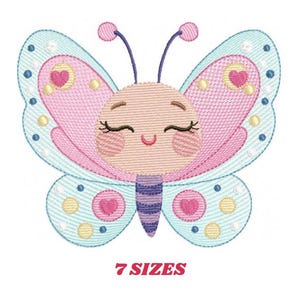 Schmetterling mit Gesicht Stickdatei - Baby Mädchen Stickdatei - Bunter Schmetterling - Sofortiger digitaler Download pes jef dst hus