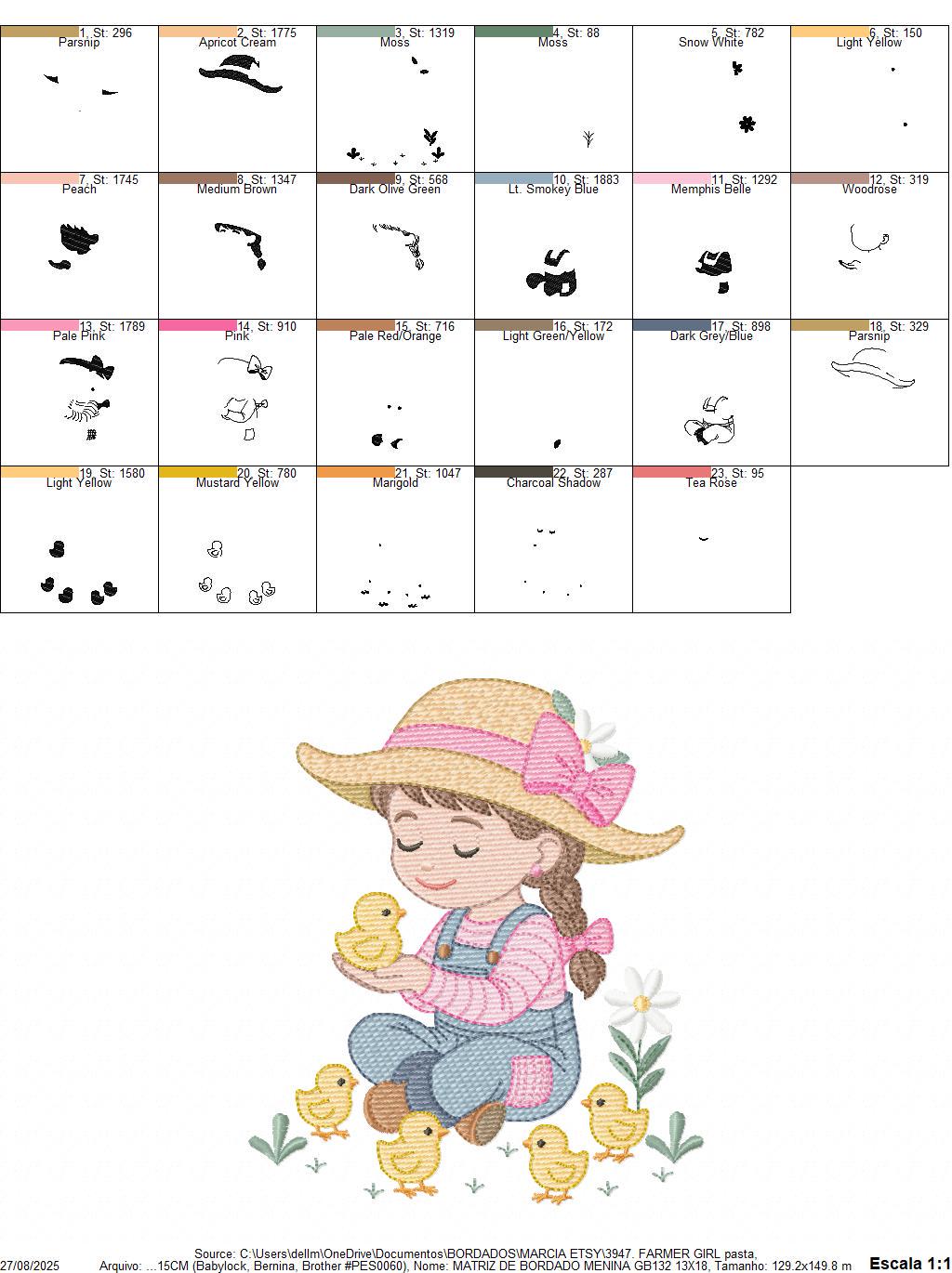 Embroidery Design Ranch Sorting Girl Farmer Embroidery Designs - Farmer With Hat and Chicks Machine ...