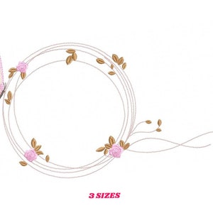 Monogram Frame embroidery designs - Flower embroidery design machine embroidery pattern - rose wreath embroidery file - baby girl embroidery