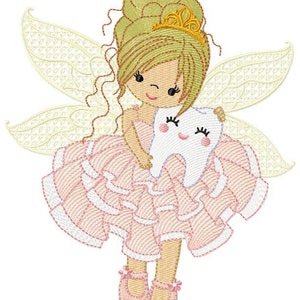 Tooth Fairy embroidery designs Tooth embroidery design machine embroidery pattern Baby girl embroidery file Pixie instant download image 2