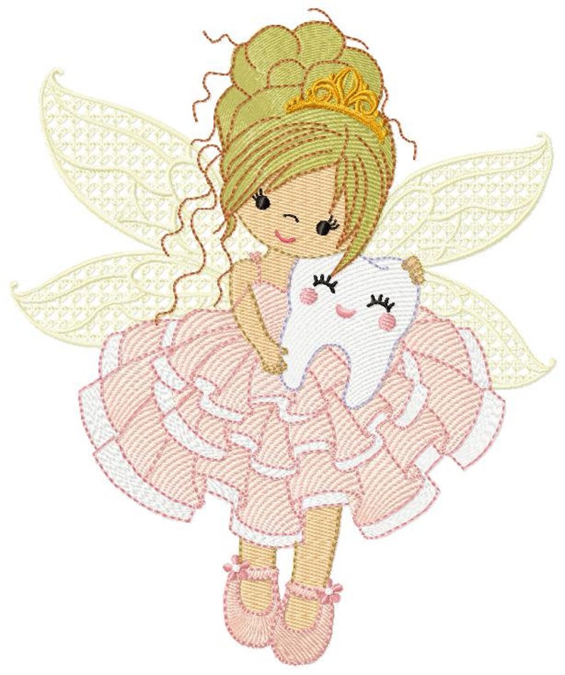 Tooth Fairy embroidery designs Tooth embroidery design machine embroidery pattern Baby girl embroidery file Pixie instant download image 2