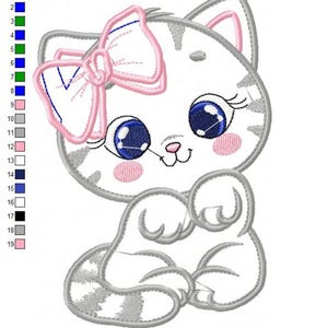Kitty Cat Embroidery Design – Applique Pet Embroidery File (Digital Download)
