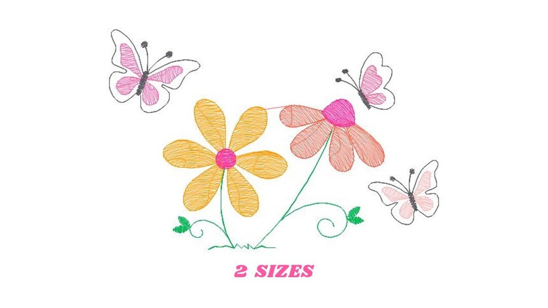 Flower Garden Embroidery Designs Flowers Embroidery Design Etsy