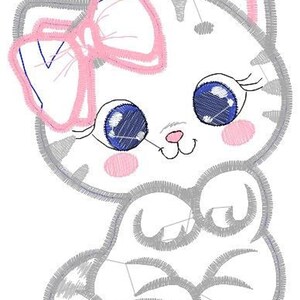 Kitty Cat Embroidery Design – Applique Pet Embroidery File (Digital Download)