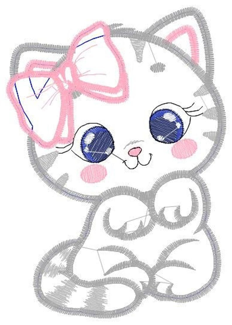 Kitty Cat Embroidery Design – Applique Pet Embroidery File (Digital Download)