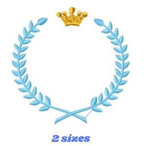 Laurel Monogram Frame Embroidery Design – Golden Crown Machine Pattern (Digital Download)