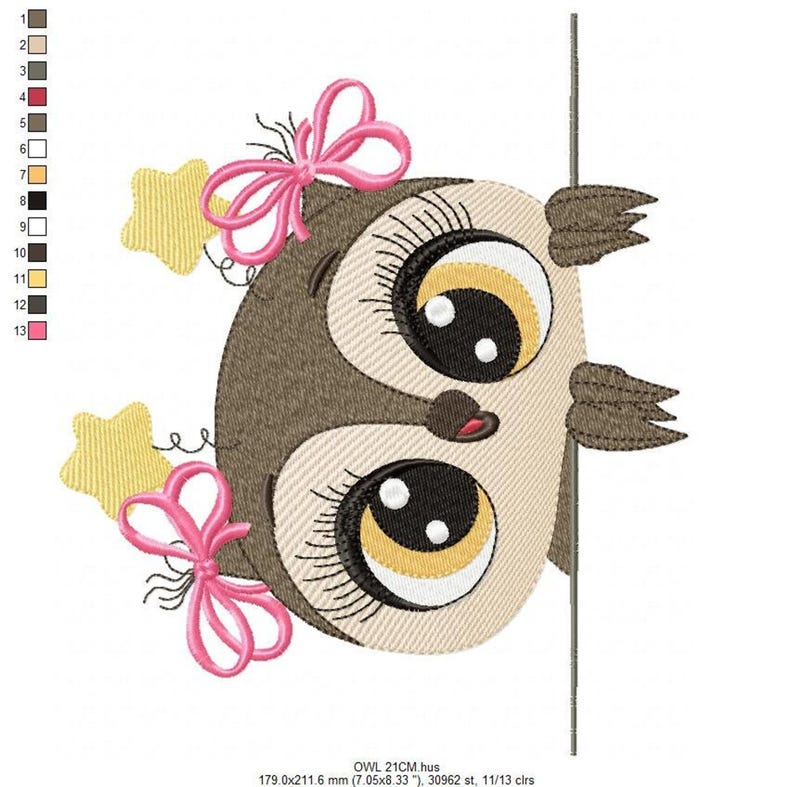 Owl Embroidery Design – Filled Animal Machine Pattern (Digital Download)
