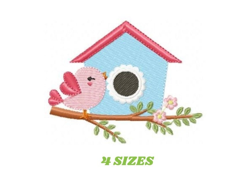 Bird Embroidery Designs Birdhouse Embroidery Design Machine Etsy