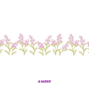 Floral Border Machine Embroidery Design, Flowers Butterflies, Continuous Border Digital File