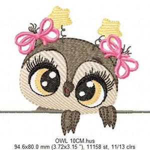 Owl Embroidery Design – Filled Animal Machine Pattern (Digital Download)