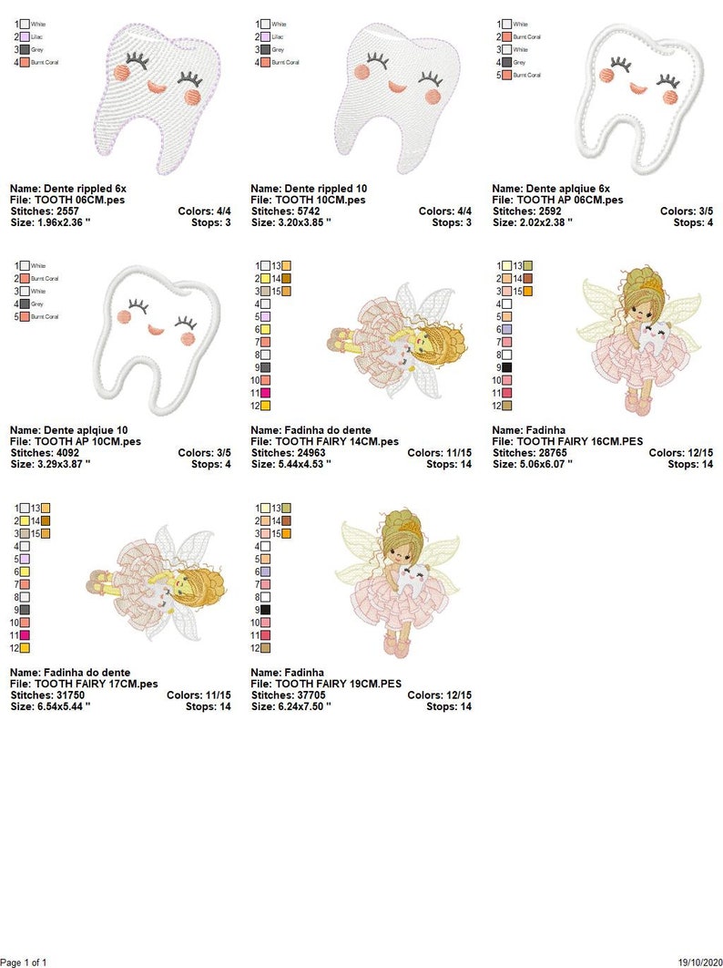 Tooth Fairy embroidery designs Tooth embroidery design machine embroidery pattern Baby girl embroidery file Pixie instant download image 5