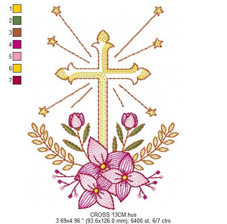 Cross Embroidery Designs Religious Embroidery Design Machine Etsy