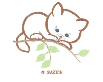 Cat Embroidery Design – Kitten Applique Pattern (Digital Download)