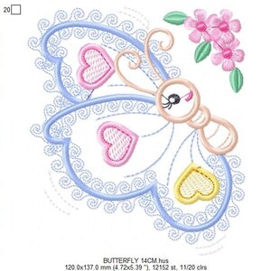 Butterfly Applique Embroidery Design – Baby Girl Animal Machine Pattern (Digital Download)