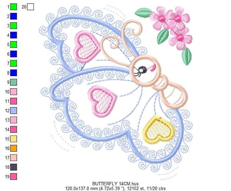 Butterfly Applique Embroidery Design – Baby Girl Animal Machine Pattern (Digital Download)