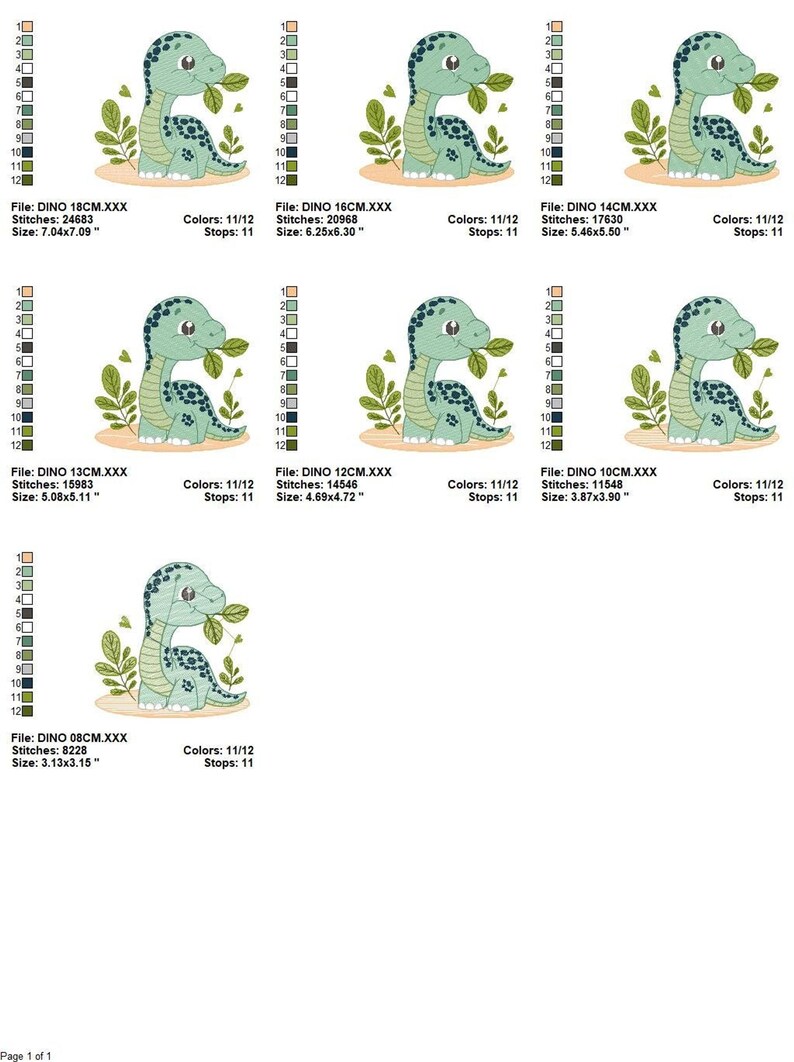 Dinosaur Embroidery Design – Brontosaurus Machine File (Digital Download)