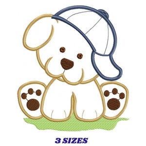 Motif de broderie appliqué pour bébé garçon – Fichier de broderie machine pour chiot (Téléchargement numérique)
