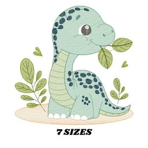 Dinosaurus borduurpatroon – Brontosaurus machinebestand (digitale download)