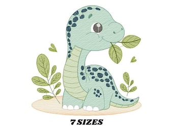Dinosaurier-Stickmuster – Brontosaurus-Maschinendatei (Digitaler Download)