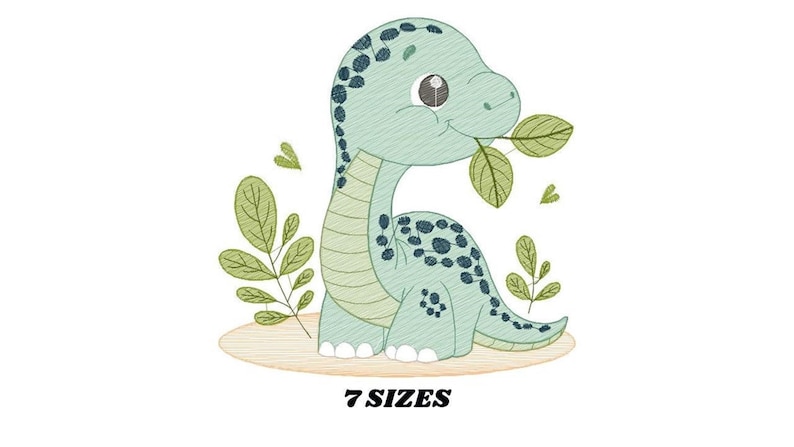 Dinosaur Embroidery Design – Brontosaurus Machine File (Digital Download)