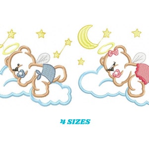 Bear embroidery designs - Teddy embroidery design machine embroidery pattern - baby girl embroidery file - boy kid embroidery bear sleeping
