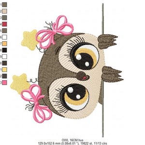 Owl Embroidery Design – Filled Animal Machine Pattern (Digital Download)