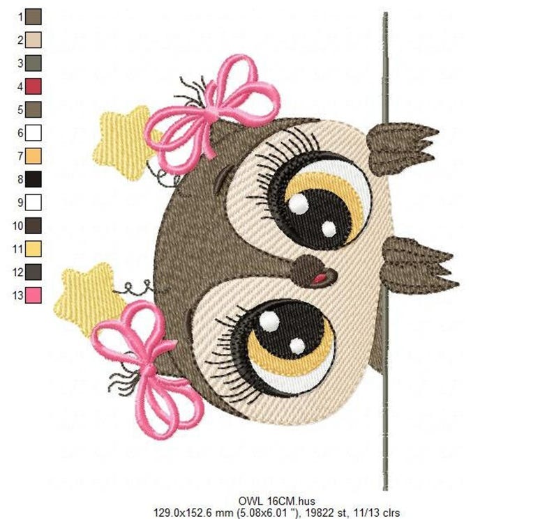 Owl Embroidery Design – Filled Animal Machine Pattern (Digital Download)
