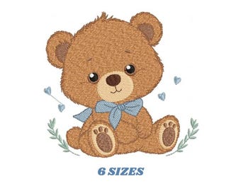 Teddy Bear Embroidery Design – Baby Boy Toy Machine Pattern (Digital Download)