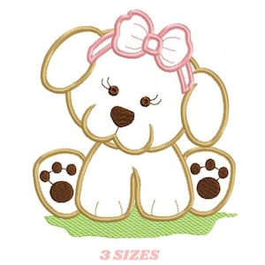 Motif de broderie appliqué chiot – Bébé chienne, téléchargement instantané