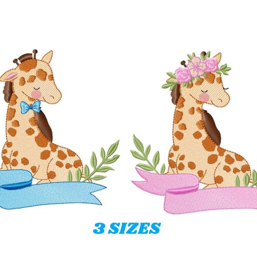 Girl Giraffe Baby Applique Machine Embroidery Design NO0163 Etsy