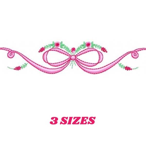 Lace with flowers embroidery designs - Bow Tie embroidery design machine embroidery pattern - Baby girl embroidery file - Lace embroidery