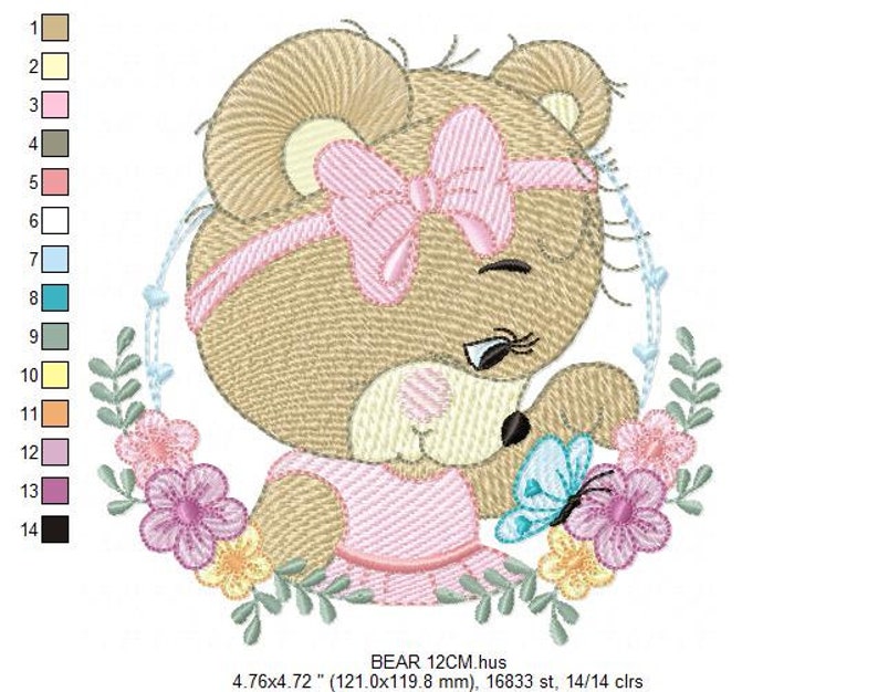 Female Bear Embroidery Designs Baby Girl Embroidery Design - Etsy