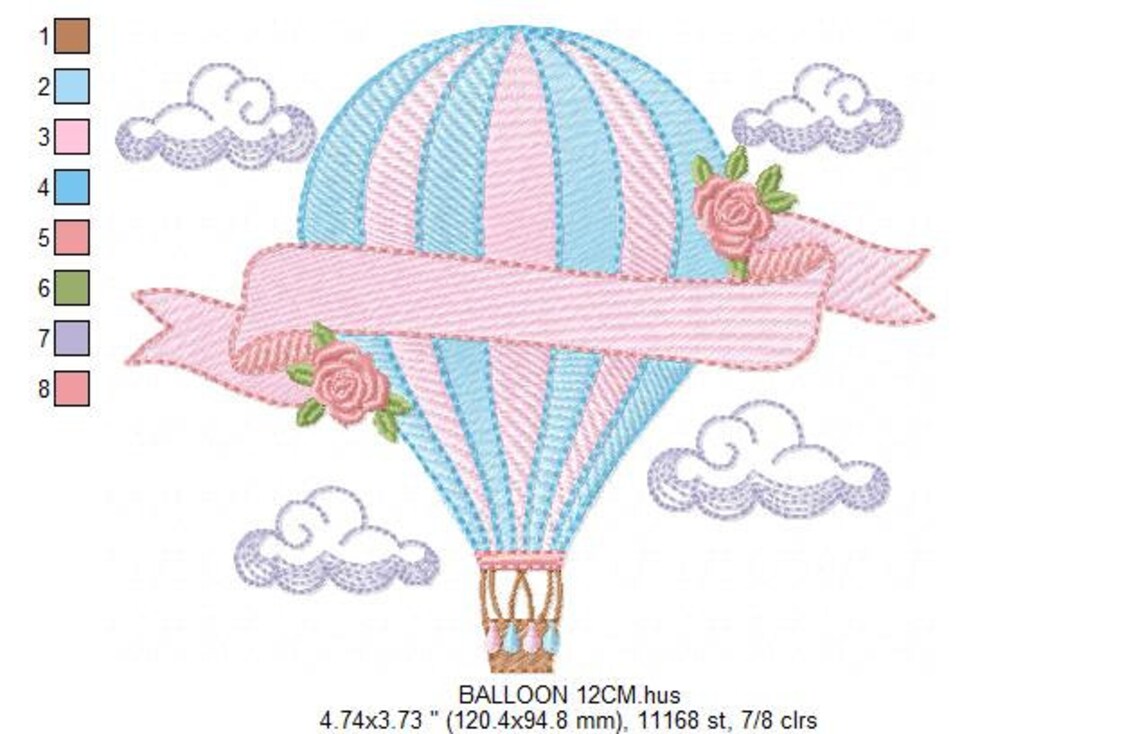 Balloon Embroidery Designs Hot Air Balloon Embroidery Design - Etsy