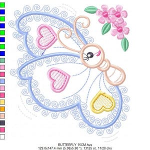 Butterfly Applique Embroidery Design – Baby Girl Animal Machine Pattern (Digital Download)