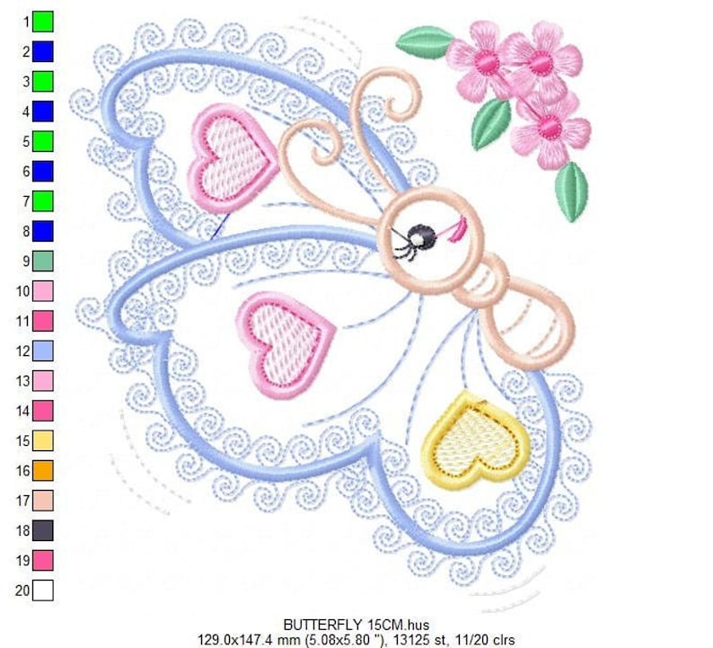 Butterfly Applique Embroidery Design – Baby Girl Animal Machine Pattern (Digital Download)