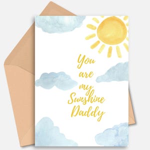 Du bist mein Sonnenschein Daddy Karte | Druckbare Vatertagskarte von Kids | Niedliche Sonne & Wolke Digital Download | Papa Geburtstagskarte