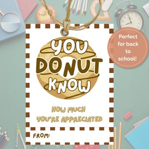Donut Teacher Appreciation Gift Tag: Printable Thank You (PDF & PNG Download)
