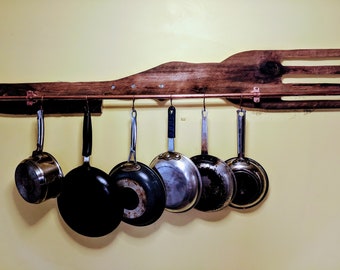 Gorgeous Wall-Mounted Pot Rack Made from Barn Board and Copper. Vermont Grown, Vermont Built, Vermont Reclaimed.