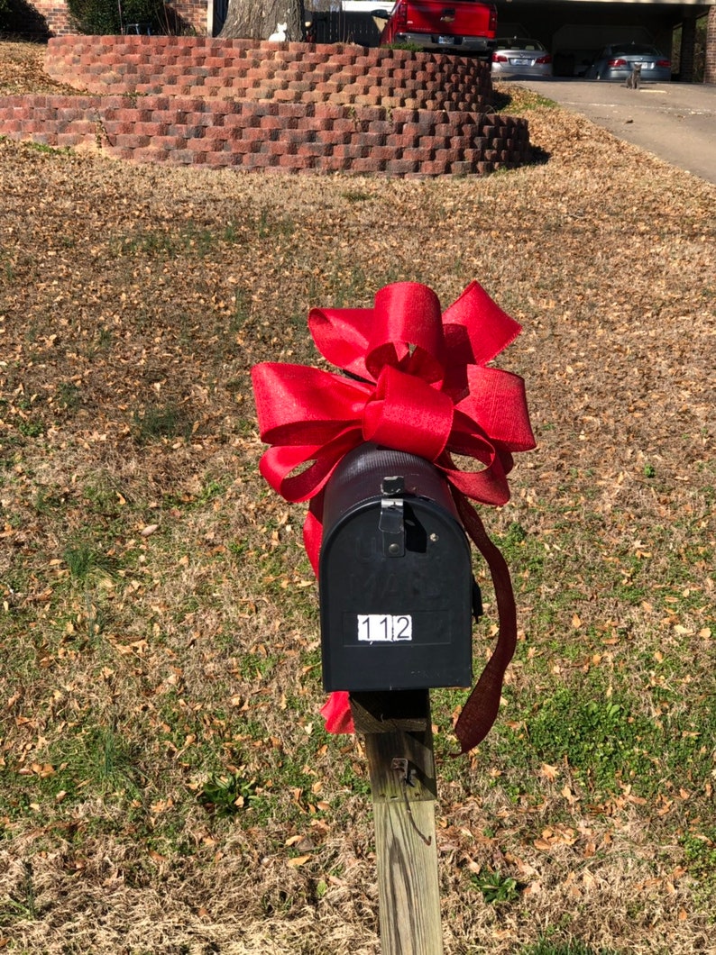 Large Red Bow for Mailbox etc Christmas tree door