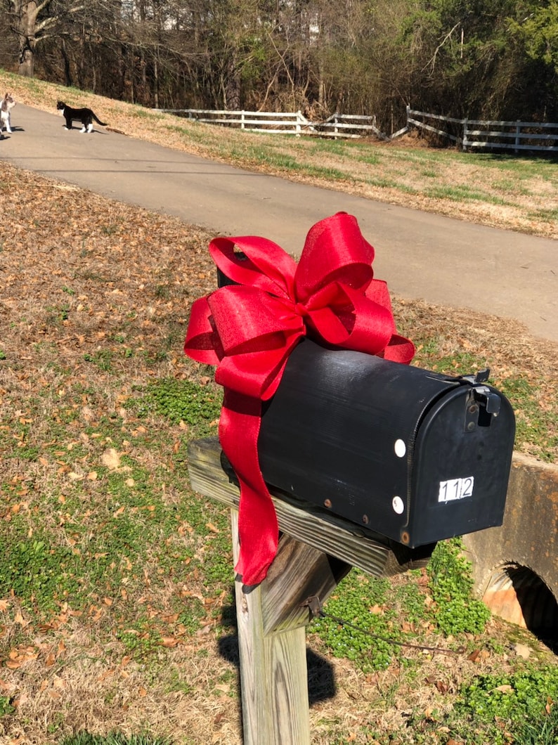 Large Red Bow for Mailbox etc Christmas tree door