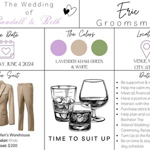 Groomsman Info Card, Canva Template, Bridal Party Info Card, Groomsman Information Card, Bridal Party Proposal, Groomsman Infographic Card